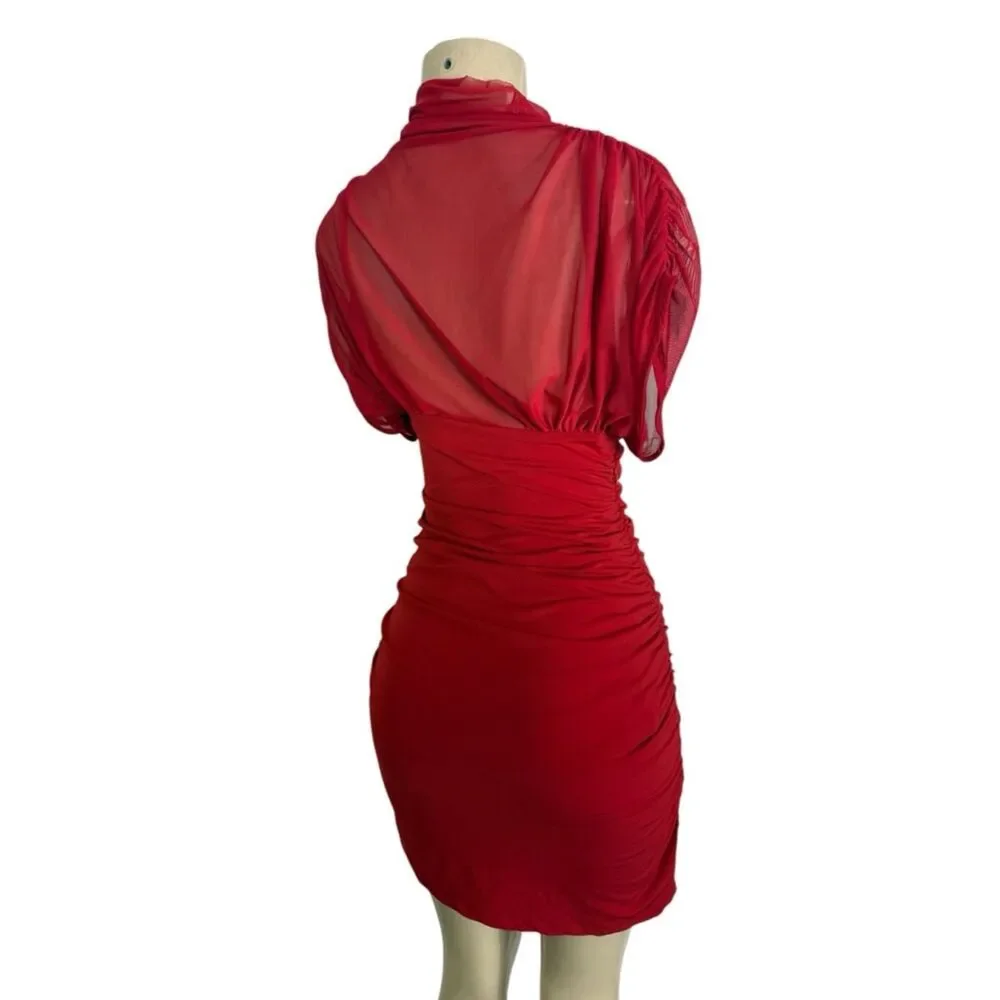 ZARA Red Draped Mini Dress Size XS